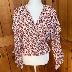 Floral V-Neck wrap style Women's Top